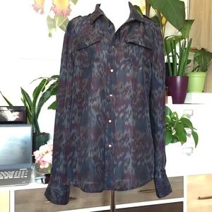 Joe’s Long Sleeve Silk Shirt Blouse Print M